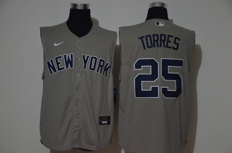 Men's New York Yankees #25 Gleyber Torres Grey 2020 Cool and Refreshing Sleeveless Fan Stitched MLB Nike Jersey