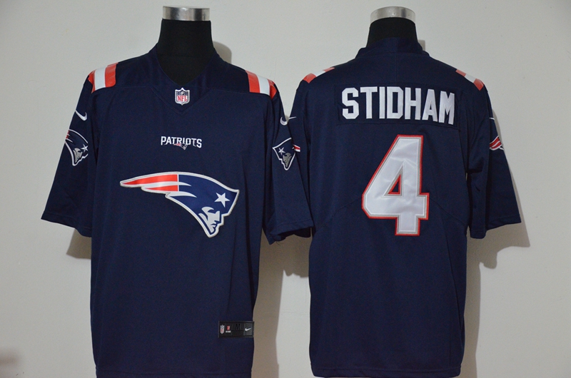 Men's New England Patriots #4 Jarrett Stidham Navy Blue 2020 Team Logo Vapor Untouchable Stitched NFL Nike Fashion Limited Jersey