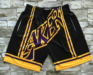 Men's Los Angeles Lakers Black Big Face Mitchell Ness Hardwood Classics Soul Swingman Throwback Shorts