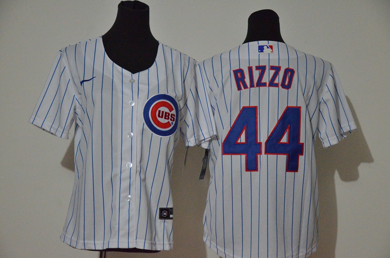 Women's Chicago Cubs #44 Anthony Rizzo White Stitched MLB Cool Base Nike Jersey