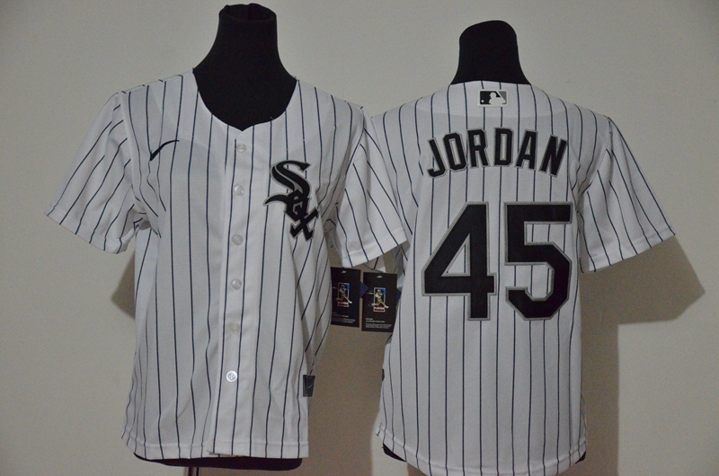 Youth Chicago White Sox #45 Michael Jordan White Stitched MLB Cool Base Nike Jersey