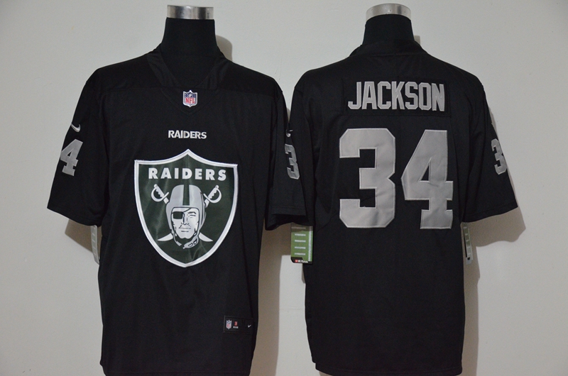 Men's Las Vegas Raiders #34 Bo Jackson Black 2020 Big Logo Vapor Untouchable Stitched NFL Nike Fashion Limited Jersey