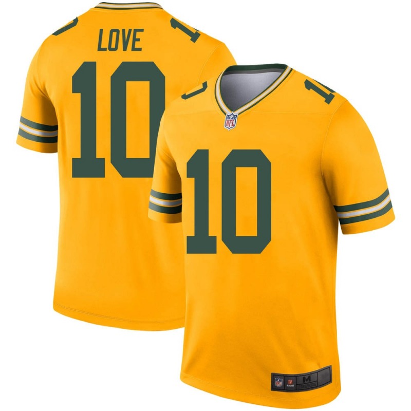 Men's Green Bay Packers #10 Jordan Love Gold Legend Inverted Jersey