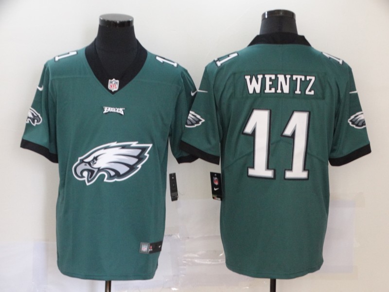 Men's Philadelphia Eagles #11 Carson Wentz Midnight Green 2020 Big Logo Vapor Untouchable Stitched NFL Nike Fashion Limited Jersey