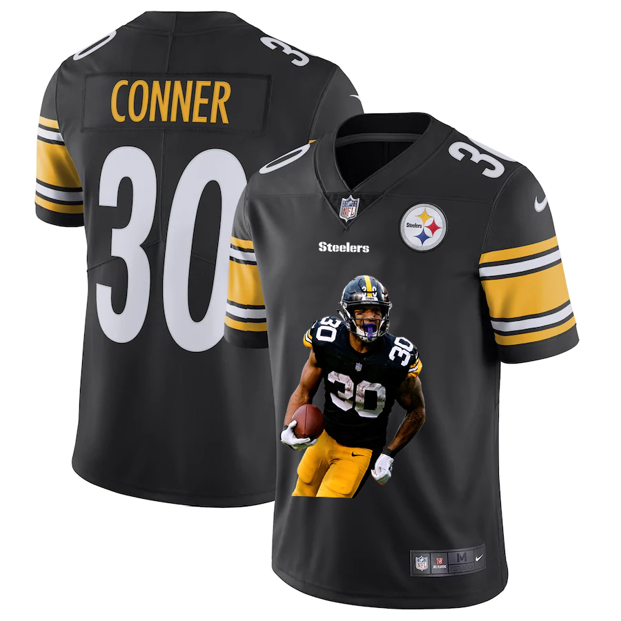 Men's Pittsburgh Steelers #30 James Conner Black Player Portrait Edition 2020 Vapor Untouchable Stitched NFL Nike Limited Jersey