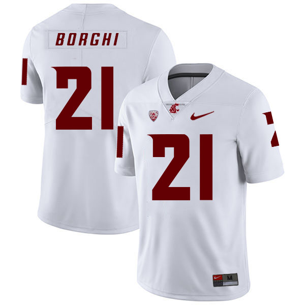 Washington State Cougars 21 Max Borghi White College Football Jersey