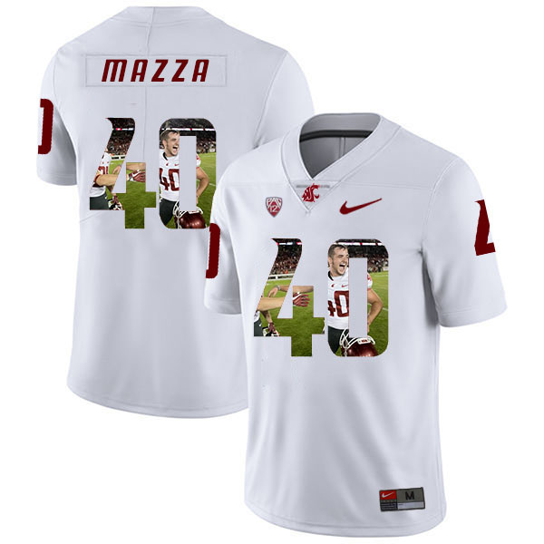 Washington State Cougars 40 Blake Mazza White Fashion College Football Jersey