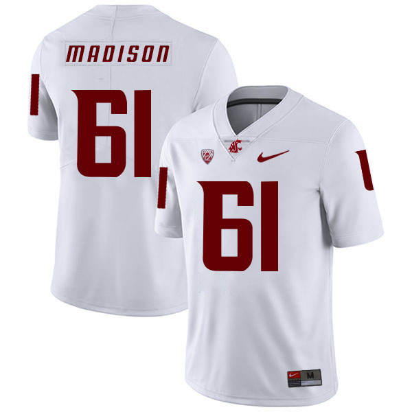 Washington State Cougars 61 Cole Madison White College Football Jersey