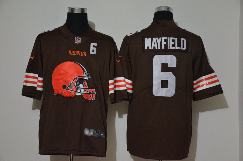 Men's Cleveland Browns #6 Baker Mayfield Brown 2020 Big Logo Number Vapor Untouchable Stitched NFL Nike Fashion Limited Jersey