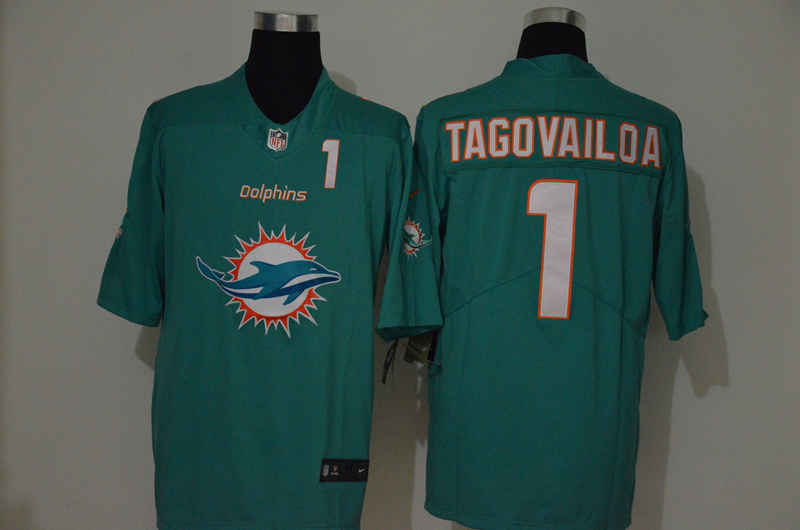 Men's Miami Dolphins #1 Tua Tagovailoa Green 2020 Big Logo Number Vapor Untouchable Stitched NFL Nike Fashion Limited Jersey