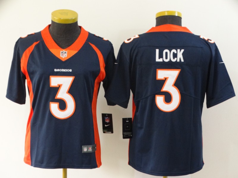 Women's Denver Broncos #3 Drew Lock Navy Blue Vapor Untouchable Stitched NFL Nike Limited Jersey