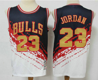 Men's Chicago Bulls #23 Michael Jordan White With Black Independence Day 1997-98 Hardwood Classics Soul Swingman Throwback Jersey