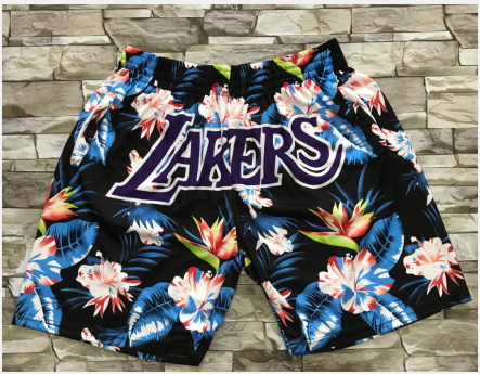 Men's Los Angeles Lakers Ness Floral Fashion Hardwood Classics Soul Swingman Throwback Shorts