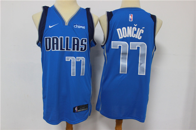 Men's Dallas Mavericks #77 Luka Doncic Light Blue 2020 NBA Swingman Stitched NBA Jersey With NEW Sponsor Logo