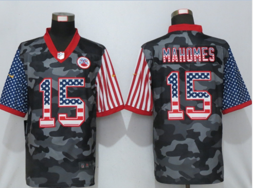 Men's Kansas City Chiefs #15 Patrick Mahomes USA Camo 2020 Salute To Service Stitched NFL Nike Limited Jersey