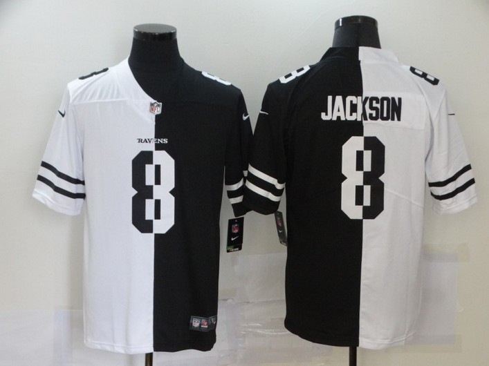 Men's Baltimore Ravens #8 Lamar Jackson White Black Peaceful Coexisting 2020 Vapor Untouchable Stitched NFL Nike Limited Jersey