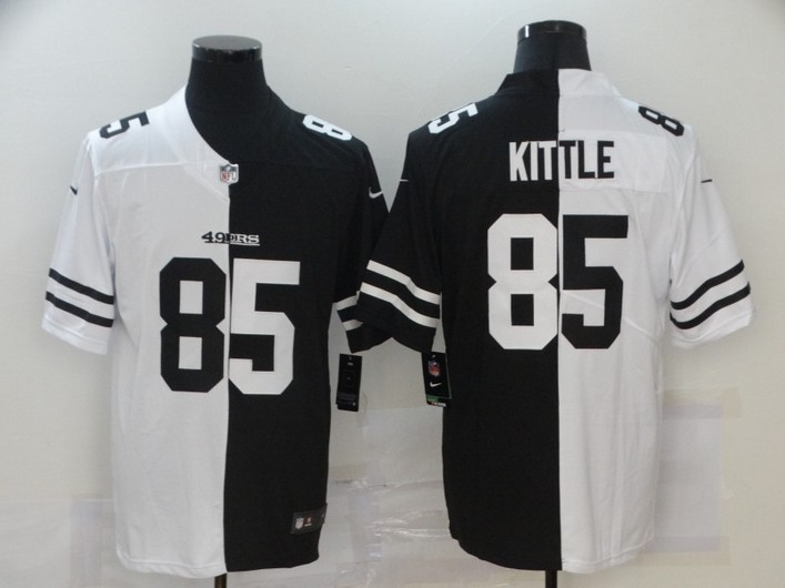 Men's San Francisco 49ers #85 George Kittle White Black Peaceful Coexisting 2020 Vapor Untouchable Stitched NFL Nike Limited Jersey