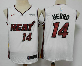 Men's Miami Heat #14 Tyler Herro White 2019 Nike Swingman Stitched NBA Jersey With The Sponsor Logo