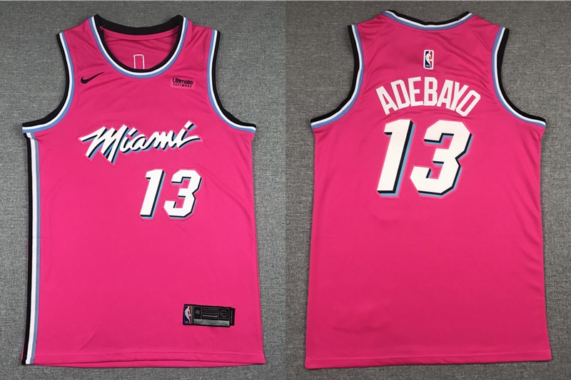 Men's Miami Heat #13 Bam Adebayo Pink Nike Swingman 2019 playoffs Earned Edition Stitched Jersey