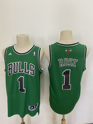 Men's Chicago Bulls #1 Derek Rose Revolution 30 Swingman Green Jersey