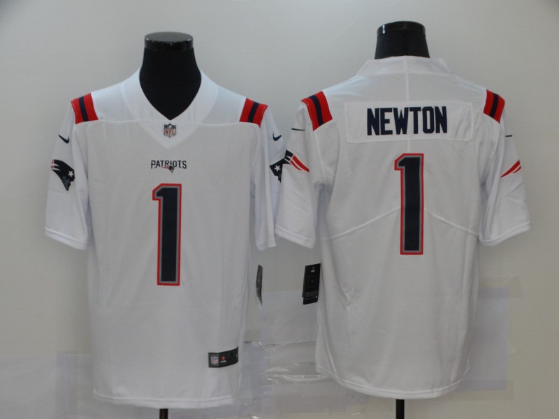 Men's New England Patriots #1 Cam Newton White 2020 NEW Vapor Untouchable Stitched NFL Nike Limited Jersey