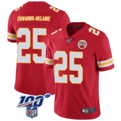 Youth Nike Kansas City Chiefs #25 Clyde Edwards-Helaire Limited Red 100th Vapor Jersey