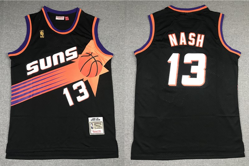 Men's Phoenix Suns #13 Steve Nash Black Gold NBA Hardwood Classics Soul Swingman Throwback Jersey