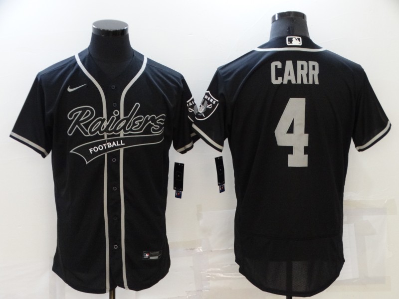 Men's Las Vegas Raiders #4 Derek Carr Black Stitched MLB Flex Base Nike Baseball Jersey