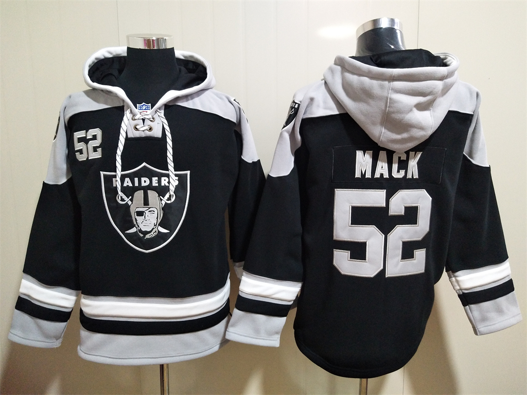 Men's Las Vegas Raiders 52 Khalil Mack NEW Black Pocket Stitched NFL Pullover Hoodie