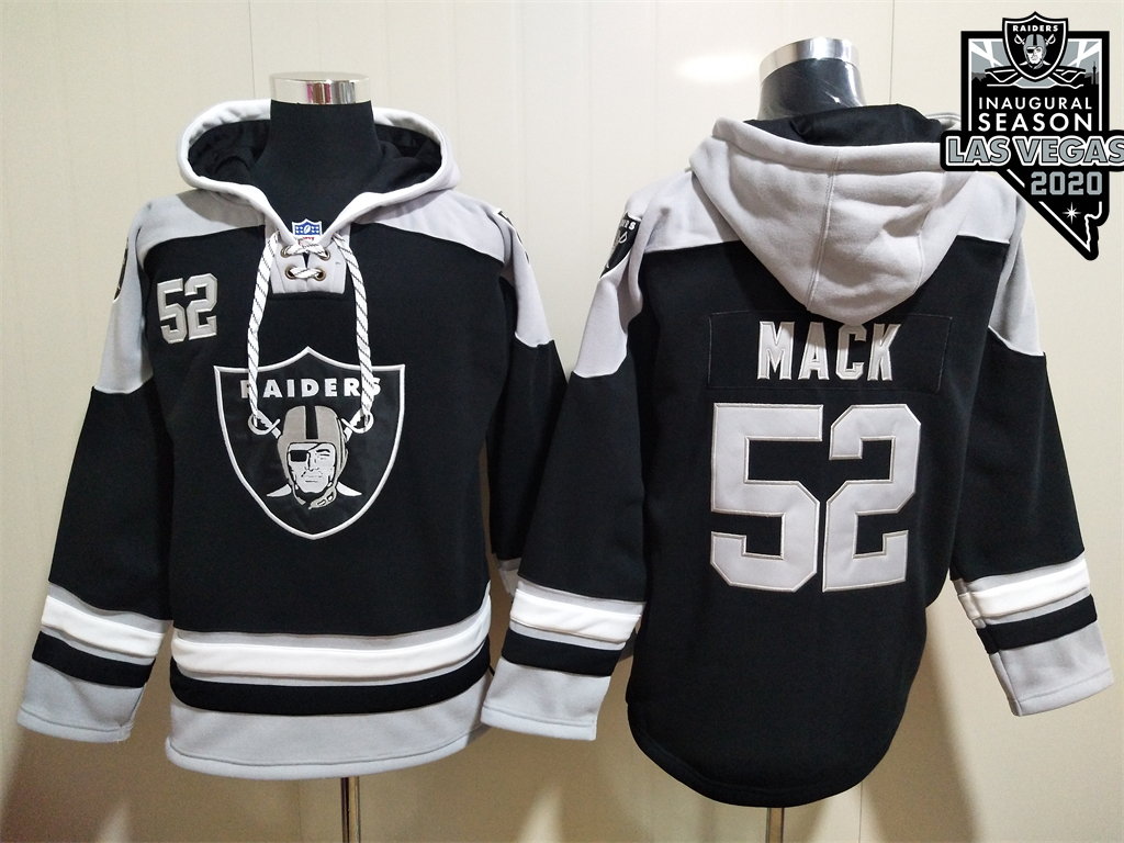 Men's Las Vegas Raiders #52 Khalil Mack NEW Black 2020 Inaugural Season Pocket Stitched NFL Pullover Hoodie