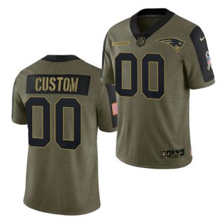 Men's Olive New England Patriots Customized 2021 Salute To Service Limited Stitched Jersey