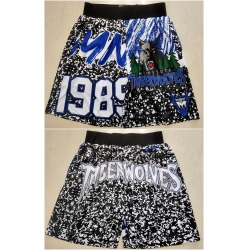 Men Minnesota Timberwolves Black Throwback Shorts Run Small