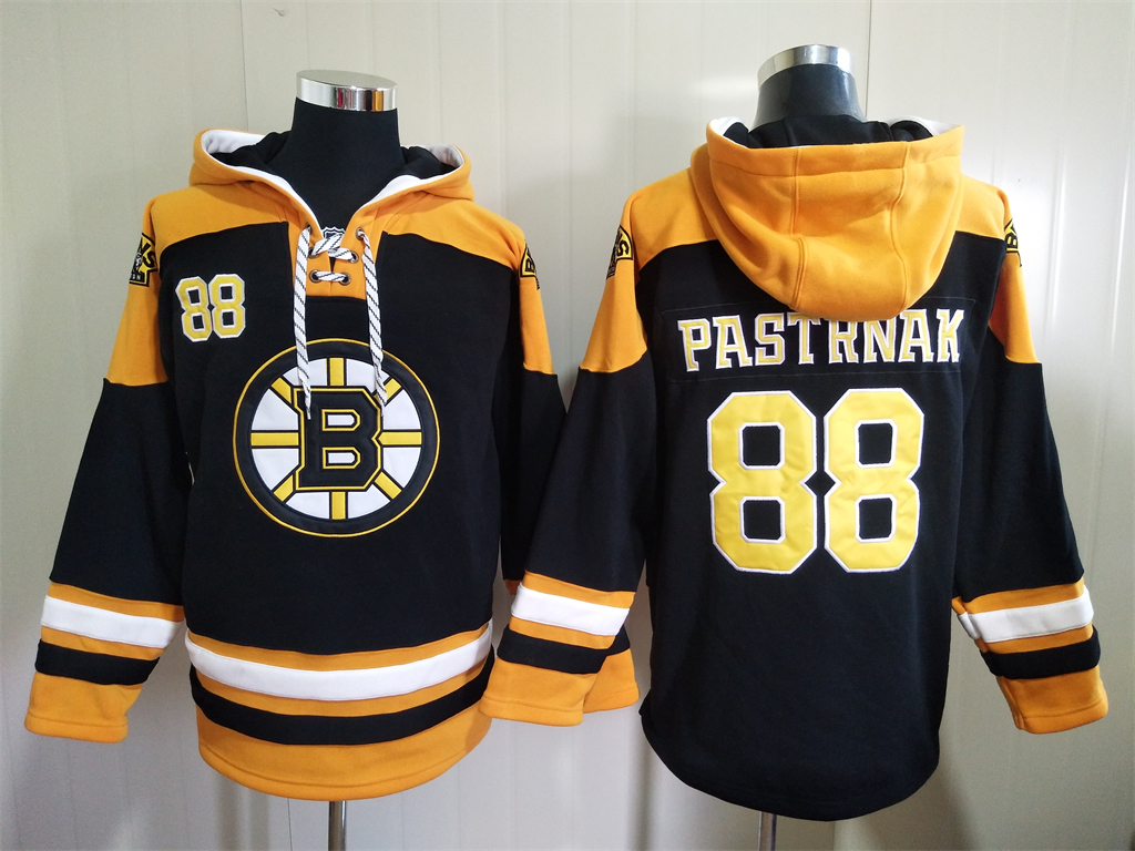 Men's Boston Bruins #88 David Pastrnak Black Ageless Must Have Lace Up Pullover Hoodie