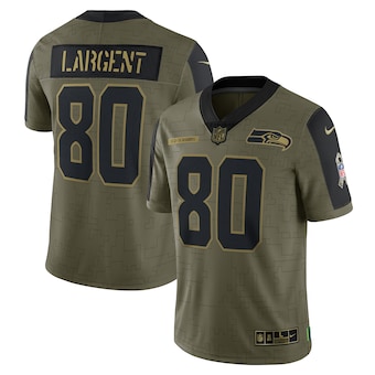 Men's Seattle Seahawks #80 Steve Largent Nike Olive 2021 Salute To Service Retired Player Limited Jersey