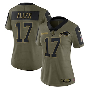 Women's Buffalo Bills #17 Josh Allen Nike Olive 2021 Salute To Service Limited Player Jersey