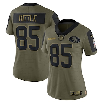 Women's San Francisco 49ers #85 George Kittle Nike Olive 2021 Salute To Service Limited Player Jersey