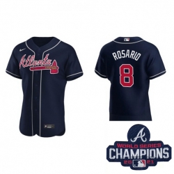 Men Nike Atlanta Braves 8 Eddie Rosario Navy Blue Alternate Stitched Baseball Stitched MLB 2021 Champions Patch Jersey