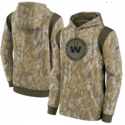 Men Washington Football Team Nike Camo 2021 Salute To Service Therma Performance Pullover Hoodie