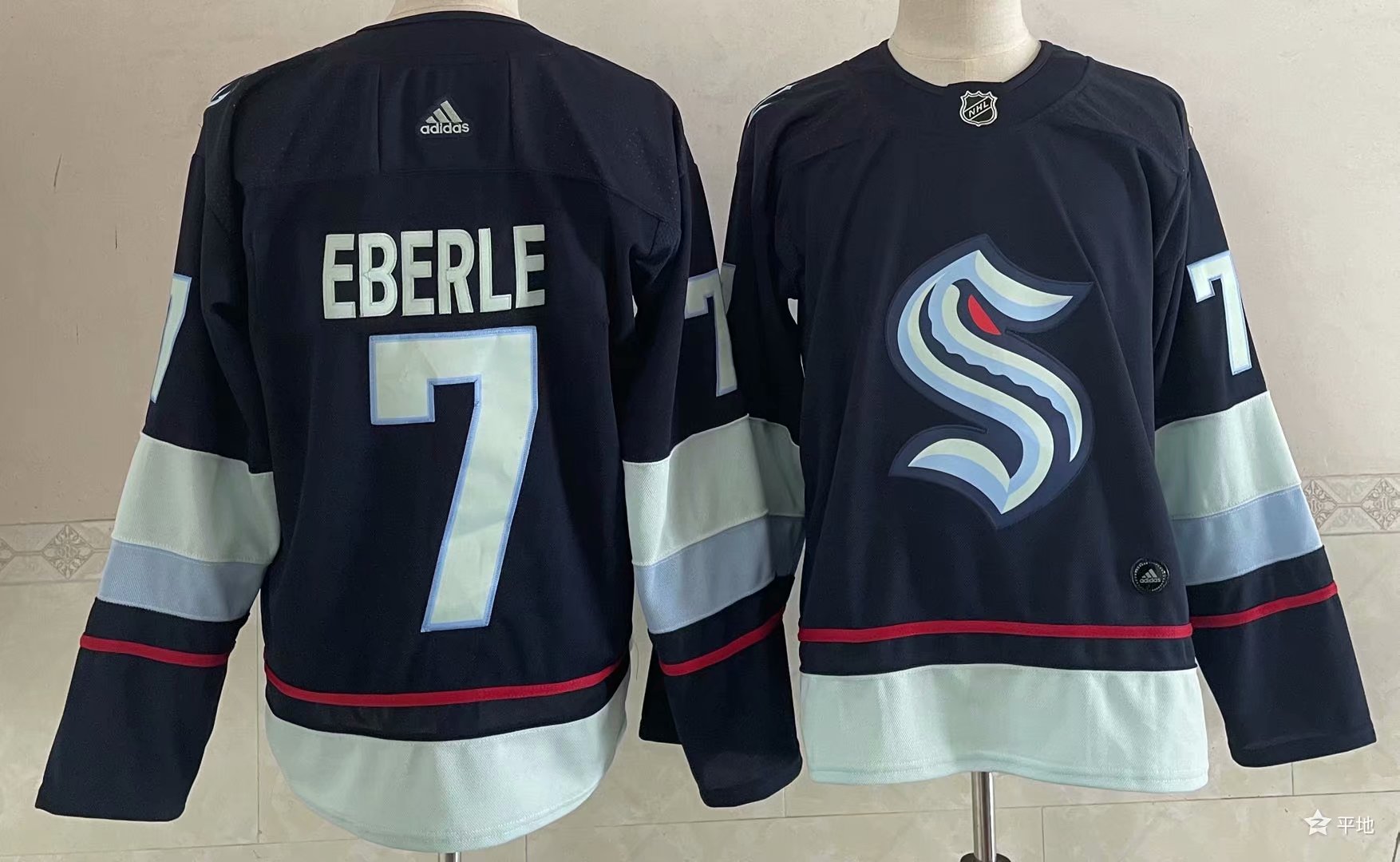 Men's Seattle Kraken #7 Jordan Eberle Navy Blue Adidas Stitched NHL Jersey