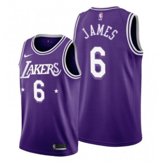 Men's Purple Los Angeles Lakers #6 LeBron James 2021-22 City Edition Stitched Jersey