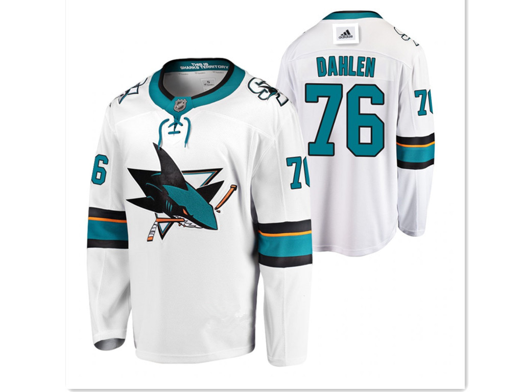 Adidas San Jose Sharks #76 Jonathan Dahlen White Road Authentic Stitched NHL Jersey