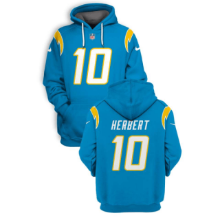 Men's Los Angeles Chargers #10 Justin Herbert Blue 2021 Pullover Hoodie