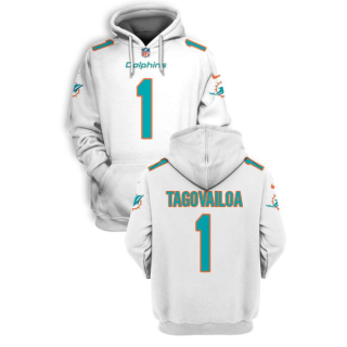 Men's Miami Dolphins #1 Tua Tagovailoa White 2021 Pullover Hoodie