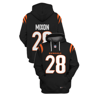 Men's Cincinnati Bengals #28 Joe Mixon Black 2021 Pullover Hoodie