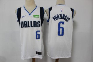 Men's Dallas Mavericks #6 Kristaps Porzingis White Stitched NBA Jersey