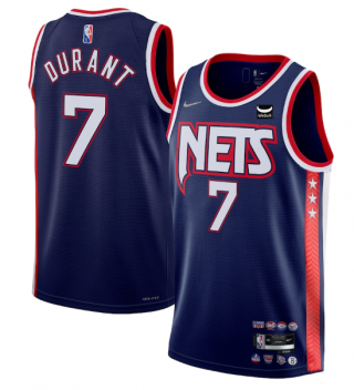 Men's Brooklyn Nets #7 Kevin Durant Navy 2021-22 Swingman City Edition 75th Anniversary Stitched Basketball Jersey