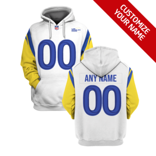 Men's Los Angeles Rams Active Player White Custom 2021 Pullover Hoodie