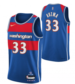 Men's Washington Wizards #33 Kyle Kuzma 75th Anniversary Blue 2021-2022 City Edition Swingman Stitched Jersey