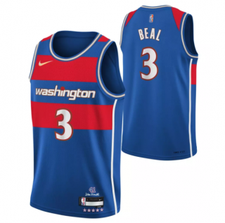 Men's Washington Wizards #3 Bradley Beal Blue 75th Anniversary 2021-2022 City Edition Swingman Stitched Jersey