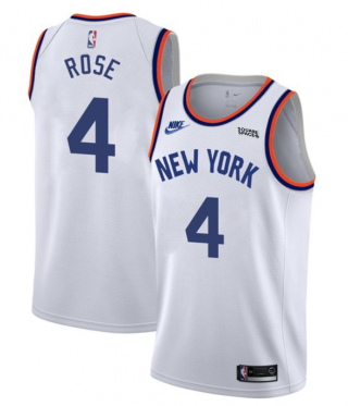 New Yok Knicks #4 Derrick Rose White 2021-2022 City Edition Stitched Jersey